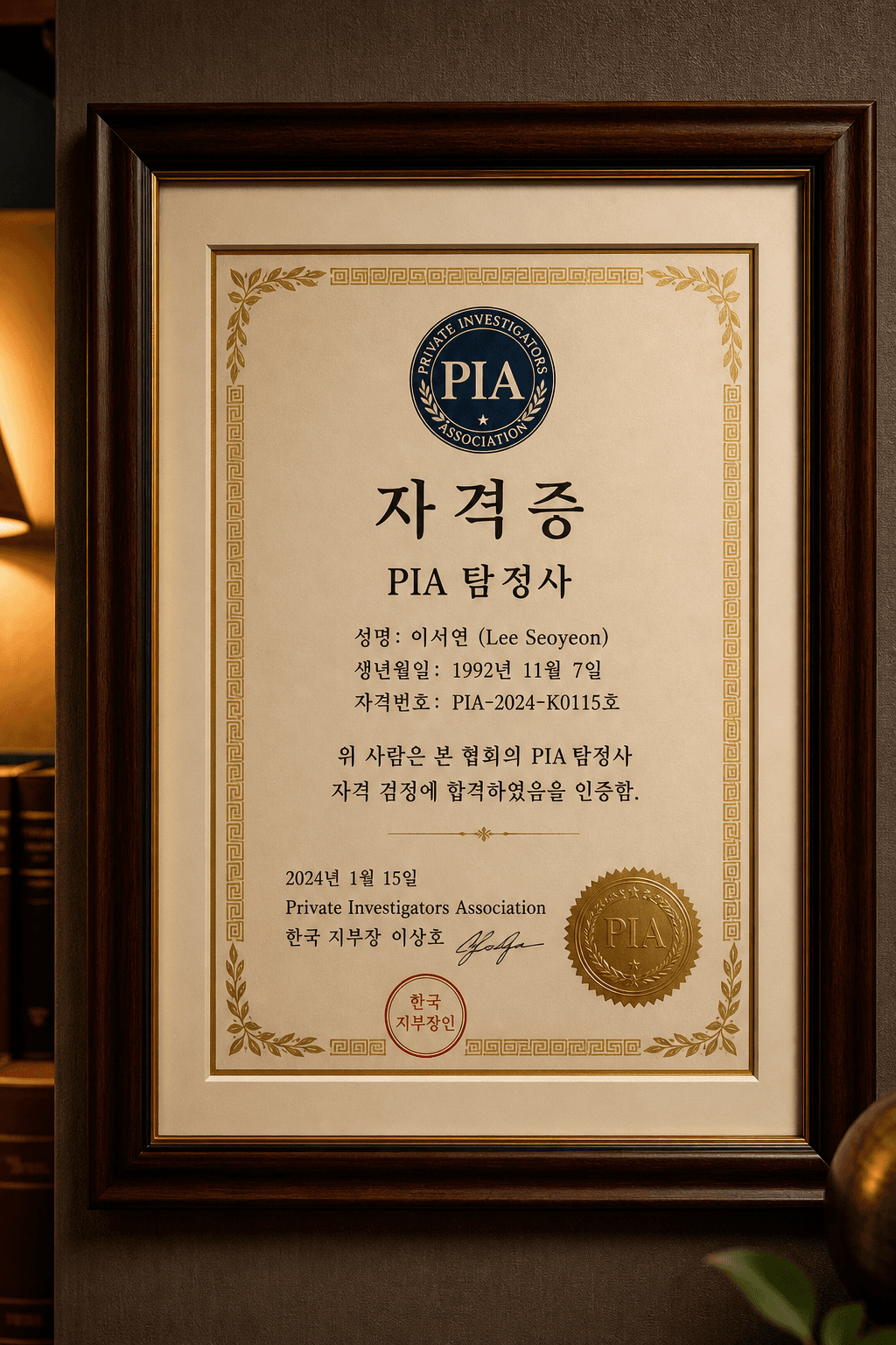 율탐정사무소 자격증